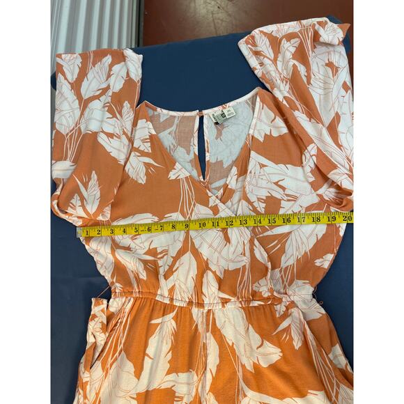 Roxy Long Sleeve Romper Peach/White Size M Pre-owned Beachy Resort Wear - Picture 11 of 12